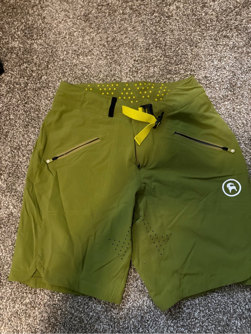 Backcountry Slickrock Olive Green MTB/Outdoor Shorts with Yellow Drawstring
